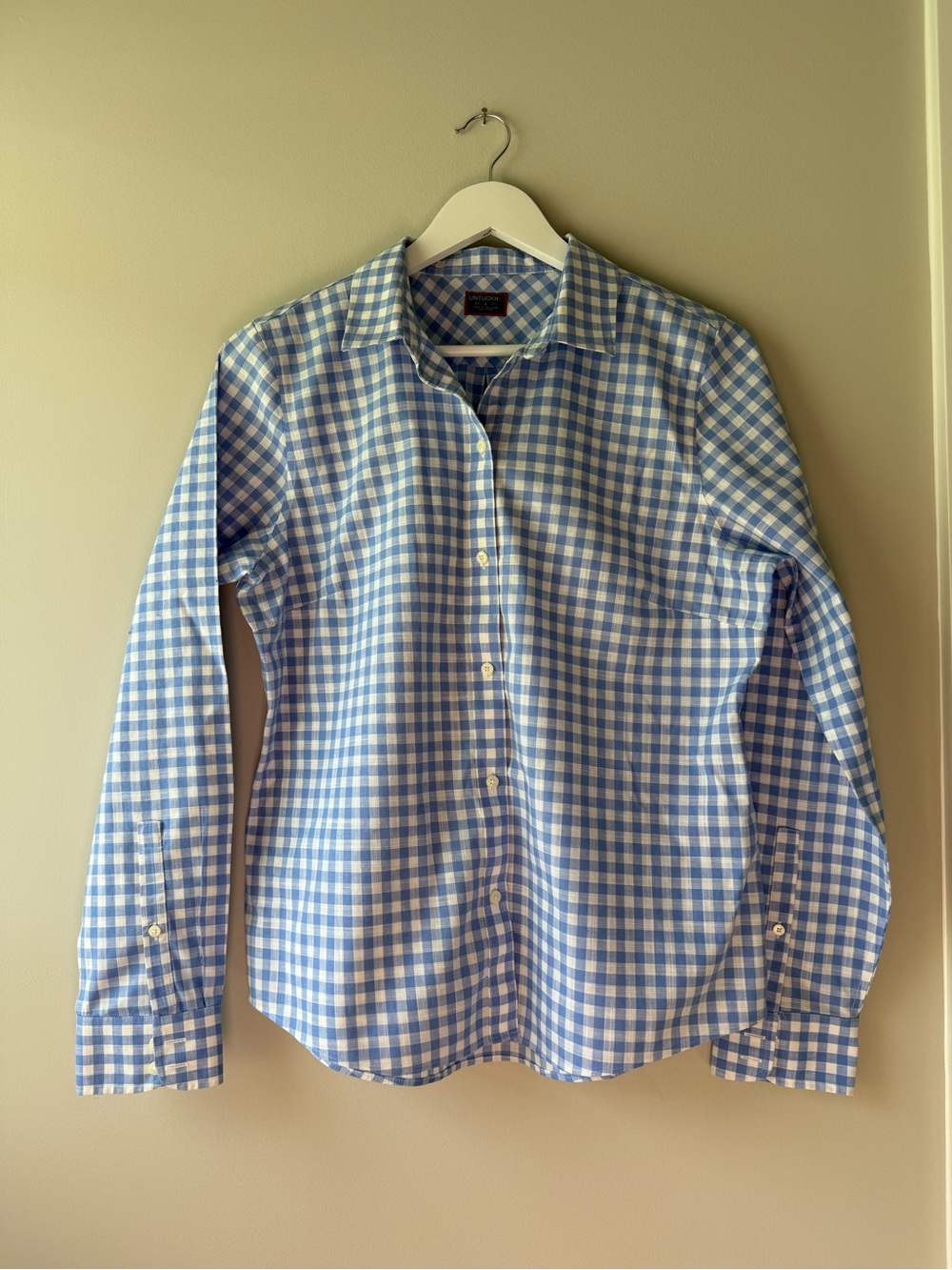 UNTUCKit Rebeche Women’s Size 10 Blue White Gingham Button Down Shirt